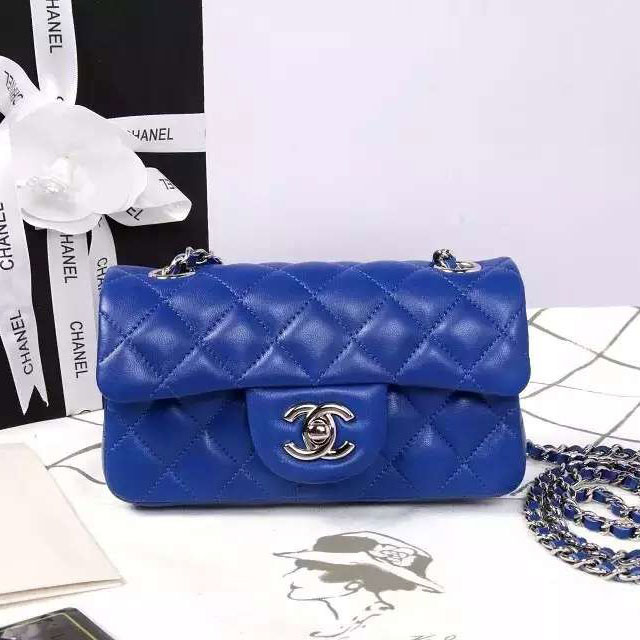 2015 Chanel Classic Flap Bag Original Sheepskin Leather A6035 Blue