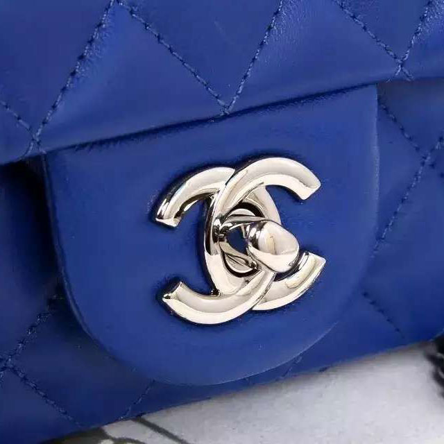 2015 Chanel Classic Flap Bag Original Sheepskin Leather A6035 Blue