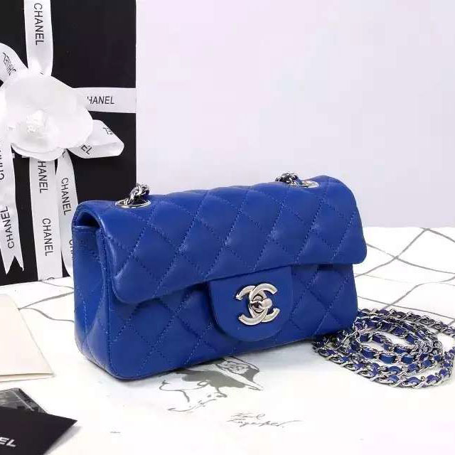 2015 Chanel Classic Flap Bag Original Sheepskin Leather A6035 Blue