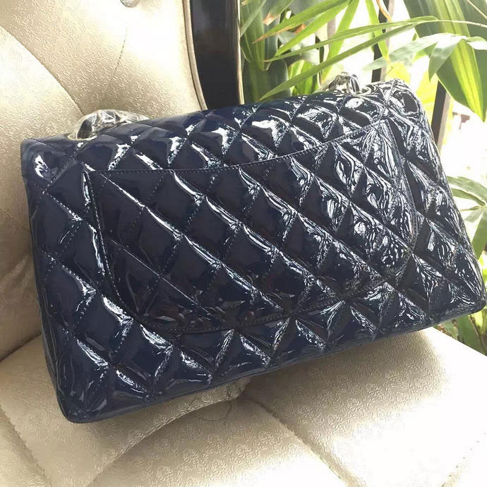 2015 Chanel Classic Flap Bag Royalblue Original Patent Leather 1113