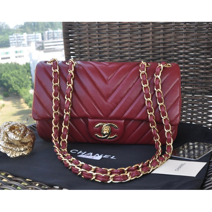 2015 Chanel Classic Flap Bag Sheepskin Leather A92516 Burgundy