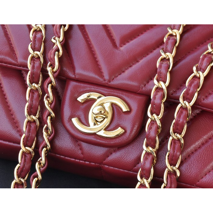 2015 Chanel Classic Flap Bag Sheepskin Leather A92516 Burgundy