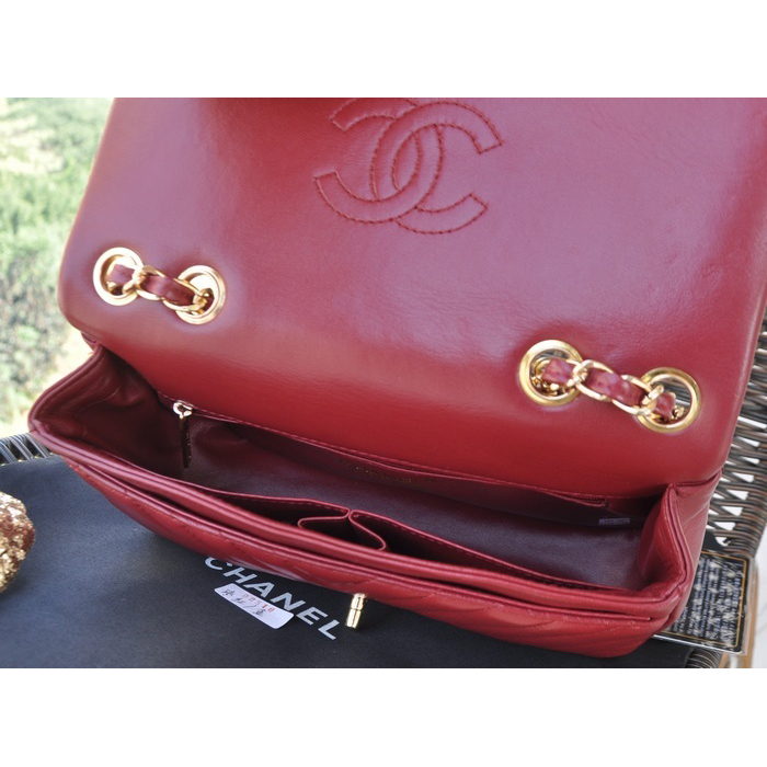 2015 Chanel Classic Flap Bag Sheepskin Leather A92516 Burgundy