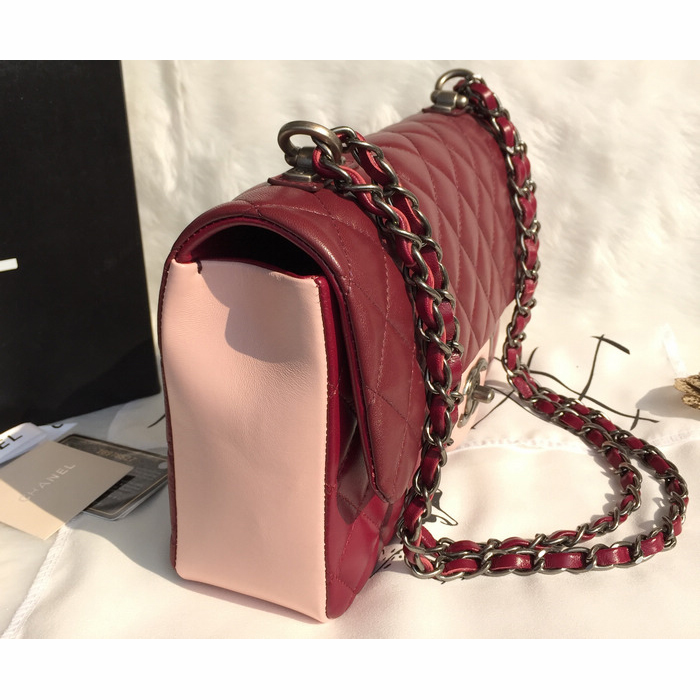 2015 Chanel Classic Flap Bag Sheepskin Leather A92663 Burgundy