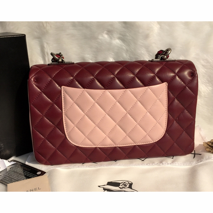 2015 Chanel Classic Flap Bag Sheepskin Leather A92663 Burgundy