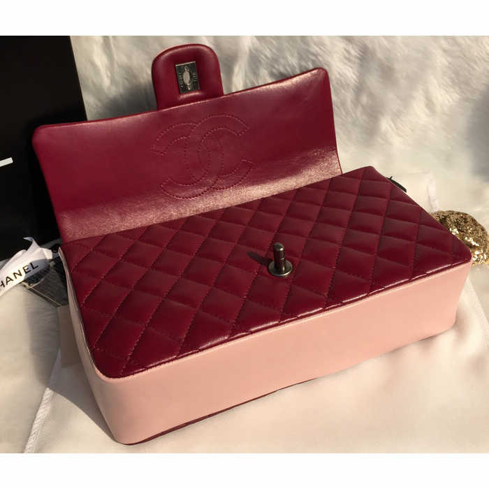 2015 Chanel Classic Flap Bag Sheepskin Leather A92663 Burgundy