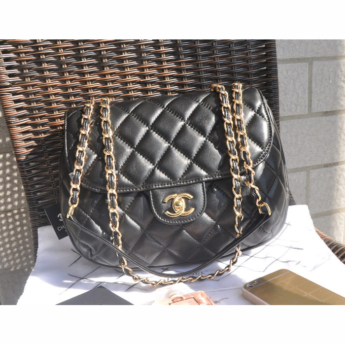 2015 Chanel Classic Flap Bag Sheepskin Leather A94758 Black