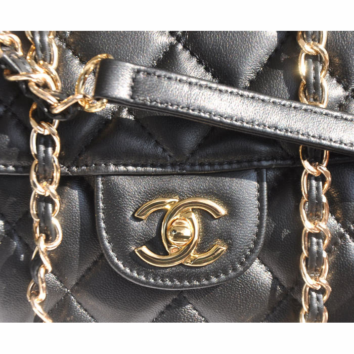 2015 Chanel Classic Flap Bag Sheepskin Leather A94758 Black