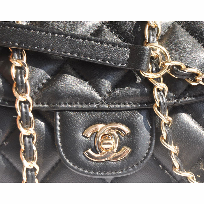 2015 Chanel Classic Flap Bag Sheepskin Leather A94759 Black