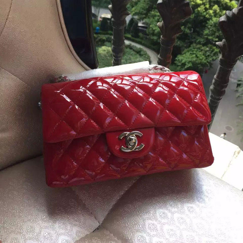 2015 Chanel Classic Flap Bags Original Patent Leather A1116 Dark Red