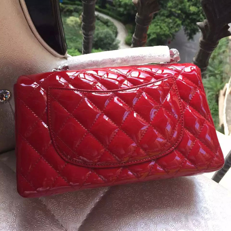 2015 Chanel Classic Flap Bags Original Patent Leather A1116 Dark Red