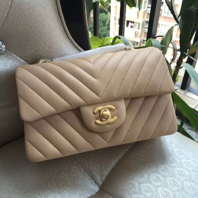 2015 Chanel Classic Flap Bags Original leather A1116 in Apricot with Gold