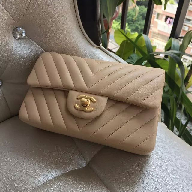 2015 Chanel Classic Flap Bags Original leather A1116 in Apricot with Gold