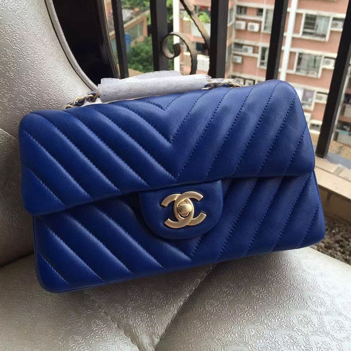 2015 Chanel Classic Flap Bags Original leather A1116 in Blue with Silver