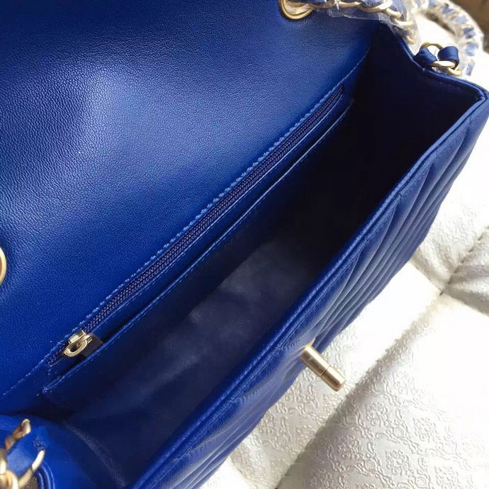 2015 Chanel Classic Flap Bags Original leather A1116 in Blue with Silver