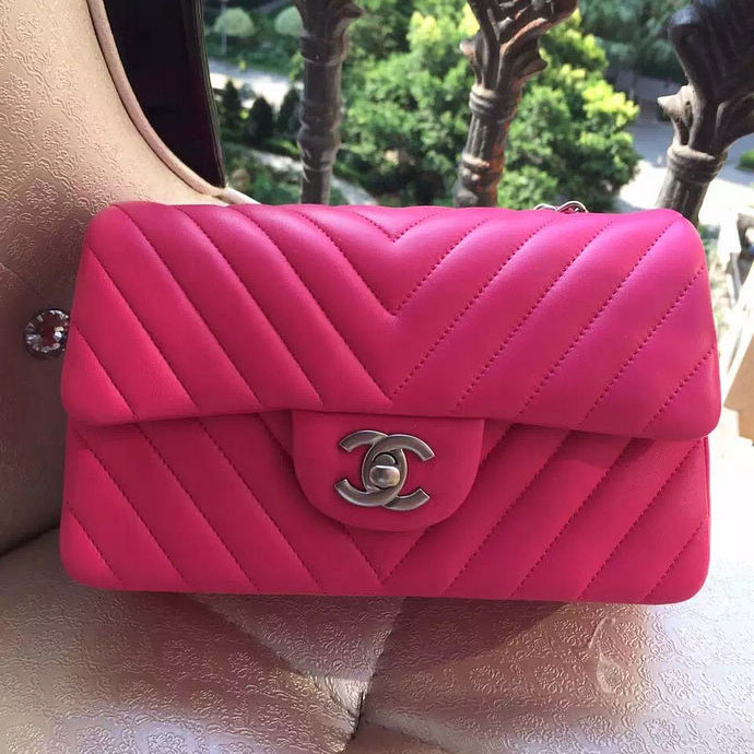 2015 Chanel Classic Flap Bags Original leather A1116 in Rose with Silver