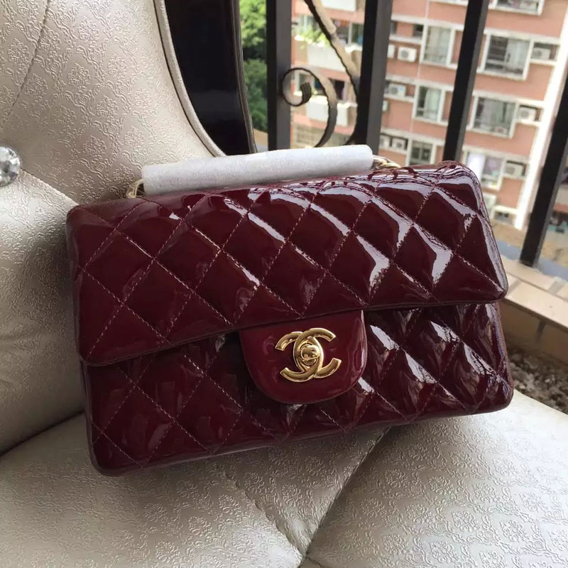 2015 Chanel Classic Flap Bags Original patent leather A1116 in Claret