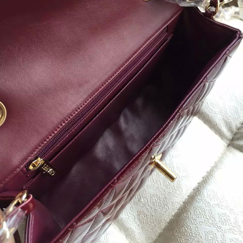 2015 Chanel Classic Flap Bags Original patent leather A1116 in Claret