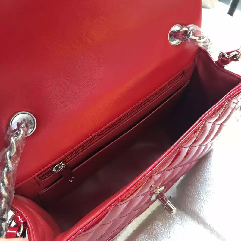 2015 Chanel Classic Flap Bags Original patent leather A1116 in Red