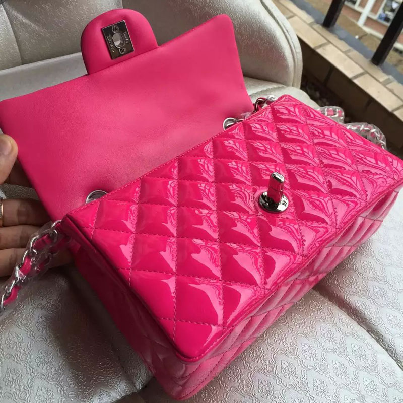 2015 Chanel Classic Flap Bags Original patent leather A1116 in Rose