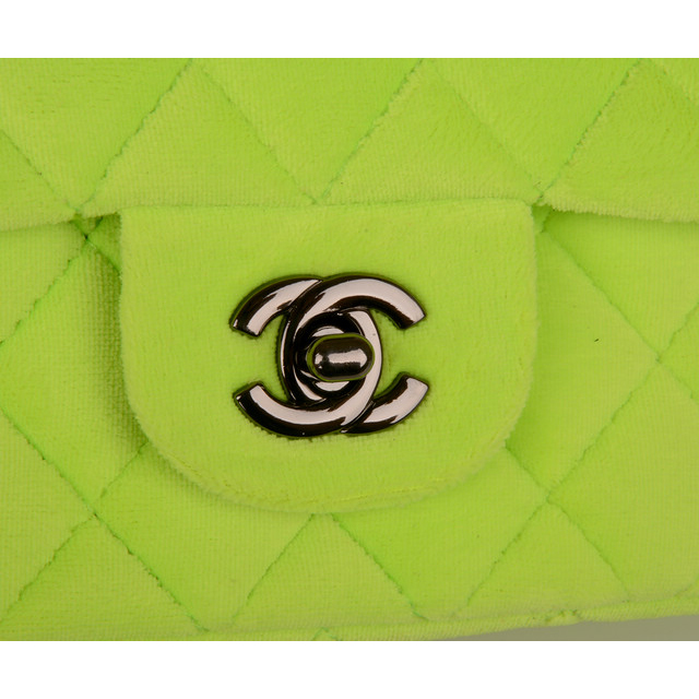 2015 Chanel Classic mini Flap Bag Black Villus 1117 Green