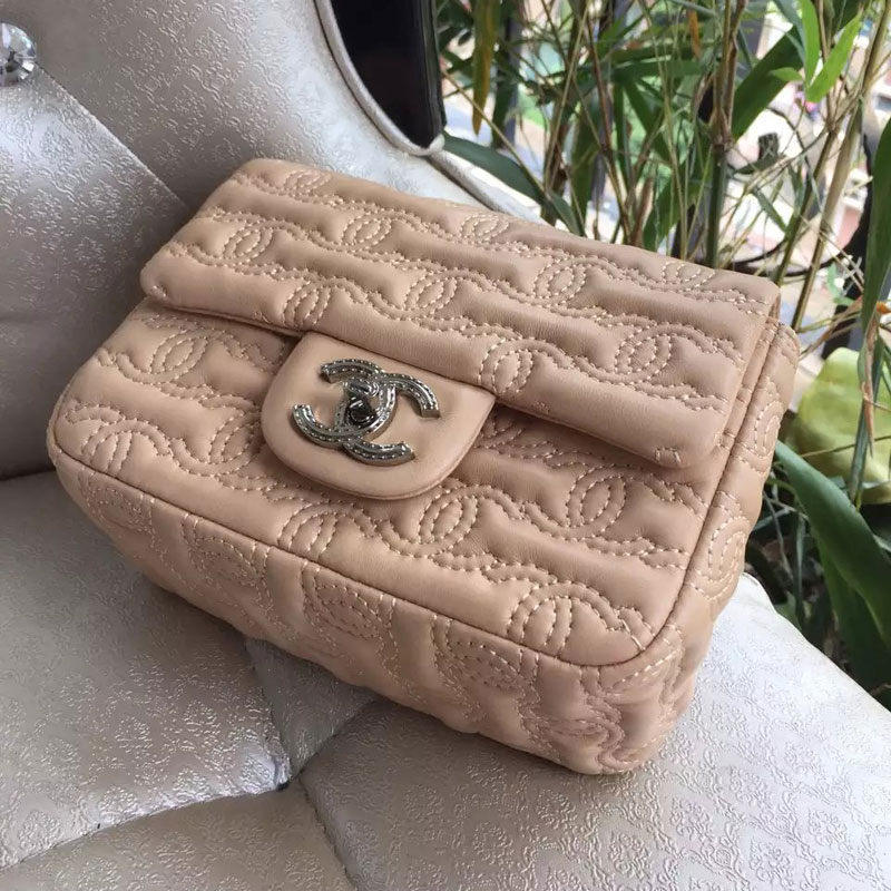 2015 Chanel Classic mini Flap Bag Original Sheepskin Leather A94748 Apricot