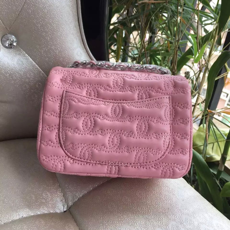 2015 Chanel Classic mini Flap Bag Original Sheepskin Leather A94748 Pink