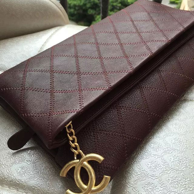 2015 Chanel Clutch Original Leather A56508 Claret