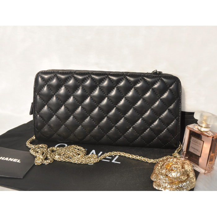 2015 Chanel Clutch Shoulder Bag Sheepskin Leather A94306 Black