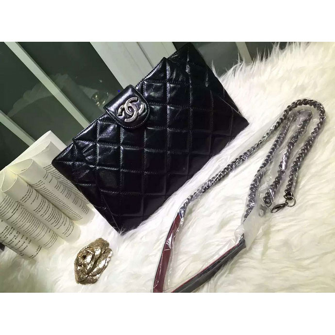 2015 Chanel Clutch bag Iridescent Leather A92335 Black