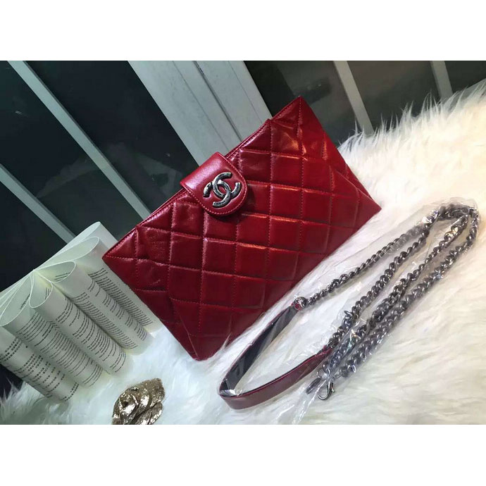 2015 Chanel Clutch bag Iridescent Leather A92335 Red