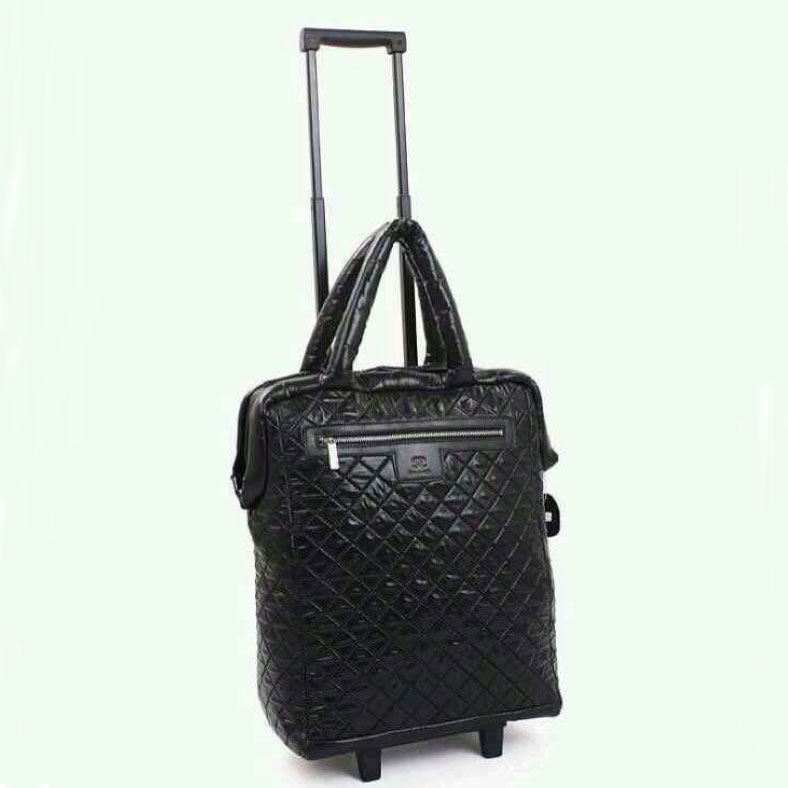 2015 Chanel CoCo Cocoon Quilted Nylon Trolley Case A47204 Black