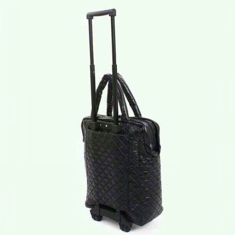 2015 Chanel CoCo Cocoon Quilted Nylon Trolley Case A47204 Black