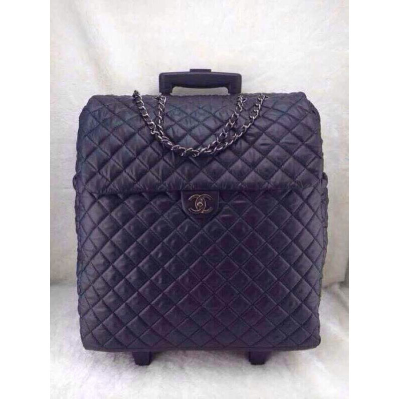 2015 Chanel CoCo Cocoon Quilted Nylon Trolley Case A47206 Black