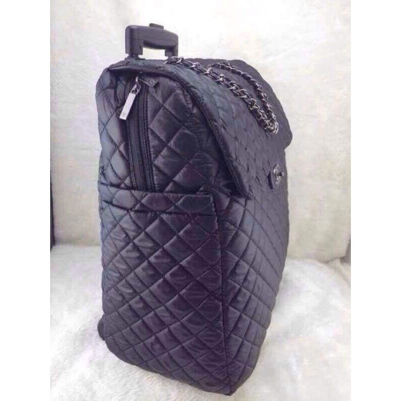 2015 Chanel CoCo Cocoon Quilted Nylon Trolley Case A47206 Black