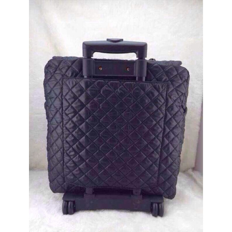 2015 Chanel CoCo Cocoon Quilted Nylon Trolley Case A47206 Black