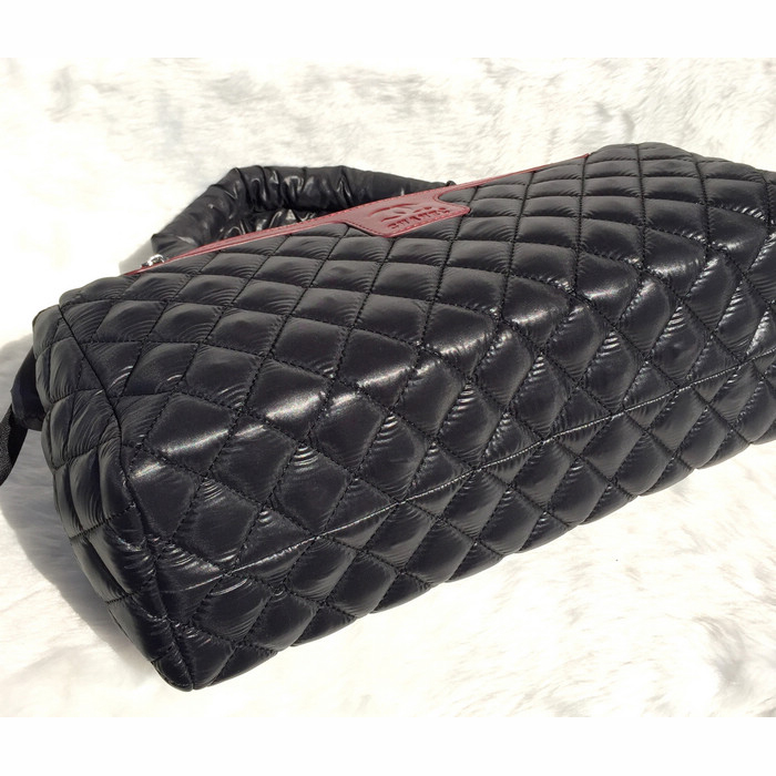 2015 Chanel Coco Cocoon Satchel Bag eiderdown A47205 Black&Red