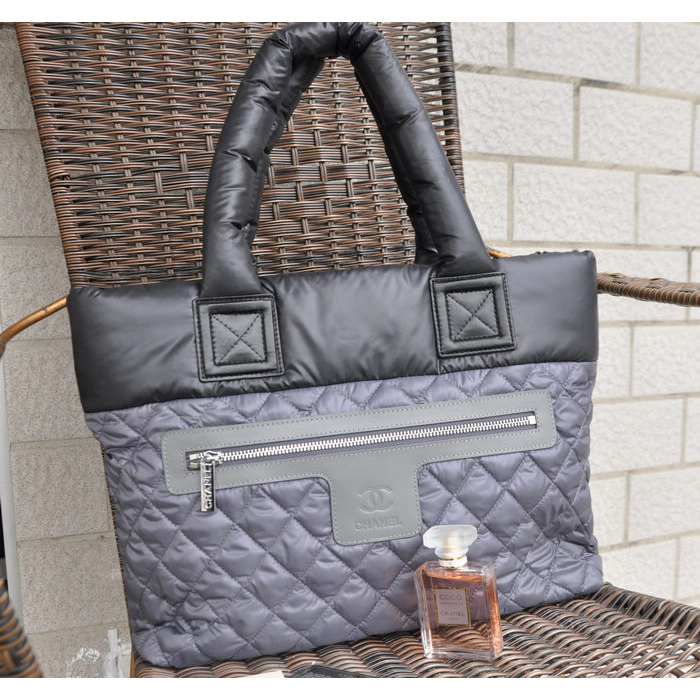 2015 Chanel Coco Cocoon Tote Bag Eiderdown A92259 Gray&Black