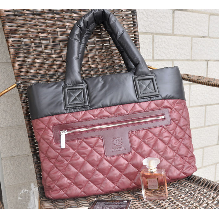 2015 Chanel Coco Cocoon Tote Bag Eiderdown A92259 Red&Black