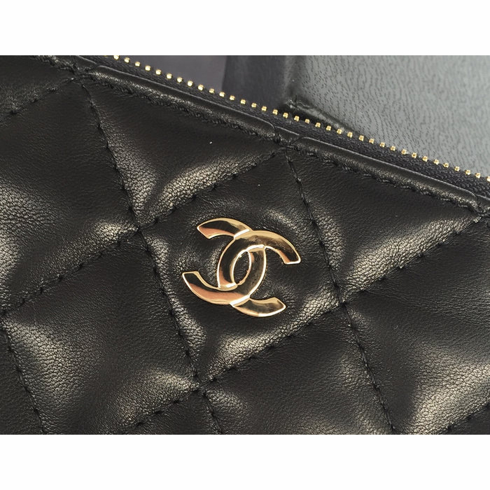 2015 Chanel Coin Purse Black Original Sheepskin Leather A33625 Gold