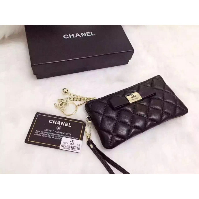 2015 Chanel Coin Purse Black Sheepskin Leather A2225