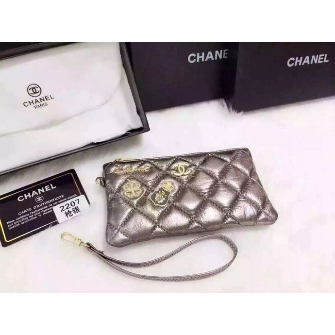 2015 Chanel Coin Purse Gold Sheepskin Leather A2207