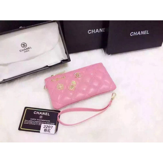 2015 Chanel Coin Purse Pink Sheepskin Leather A2207