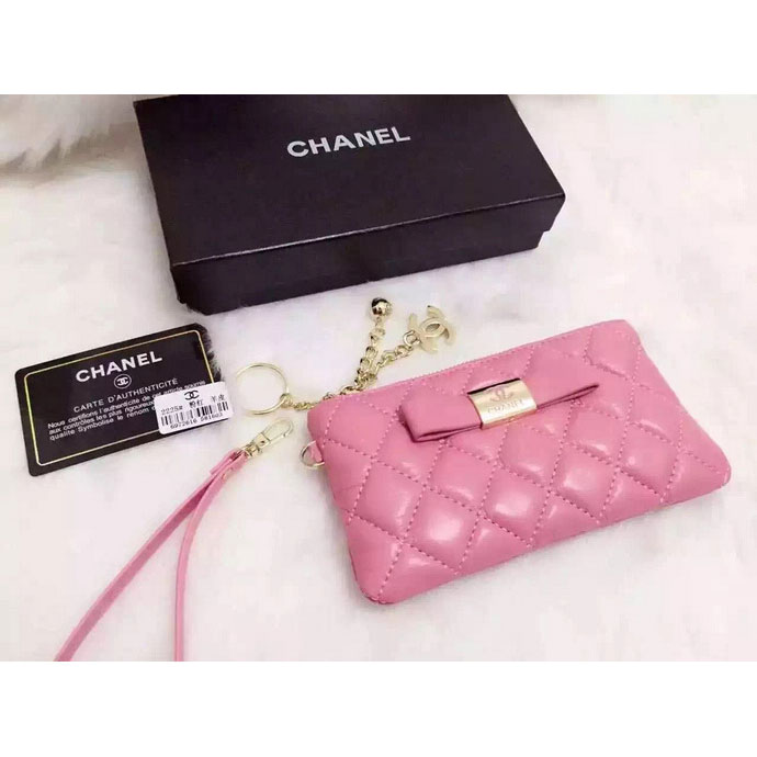 2015 Chanel Coin Purse Pink Sheepskin Leather A2225