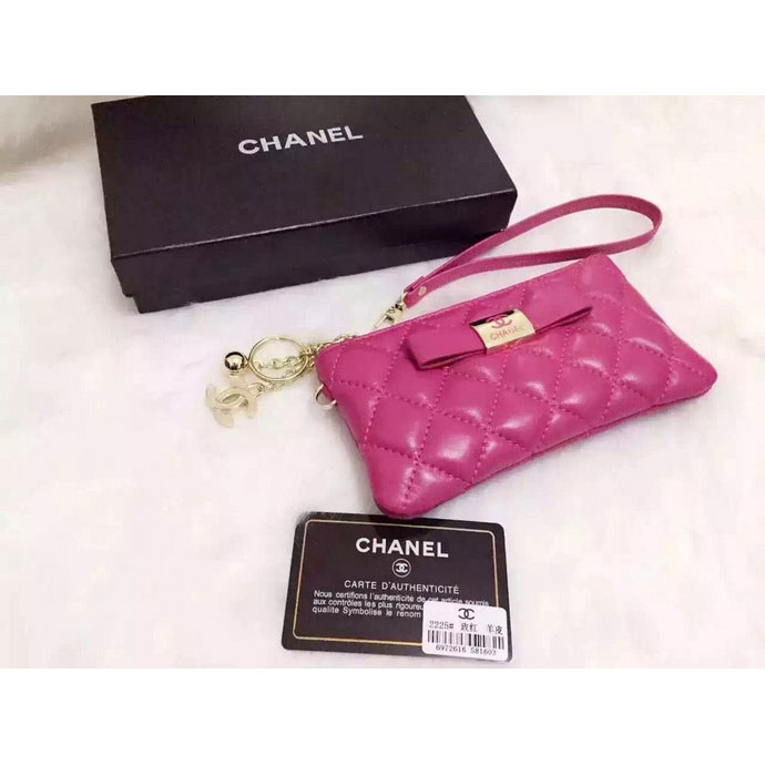 2015 Chanel Coin Purse Rose Sheepskin Leather A2225