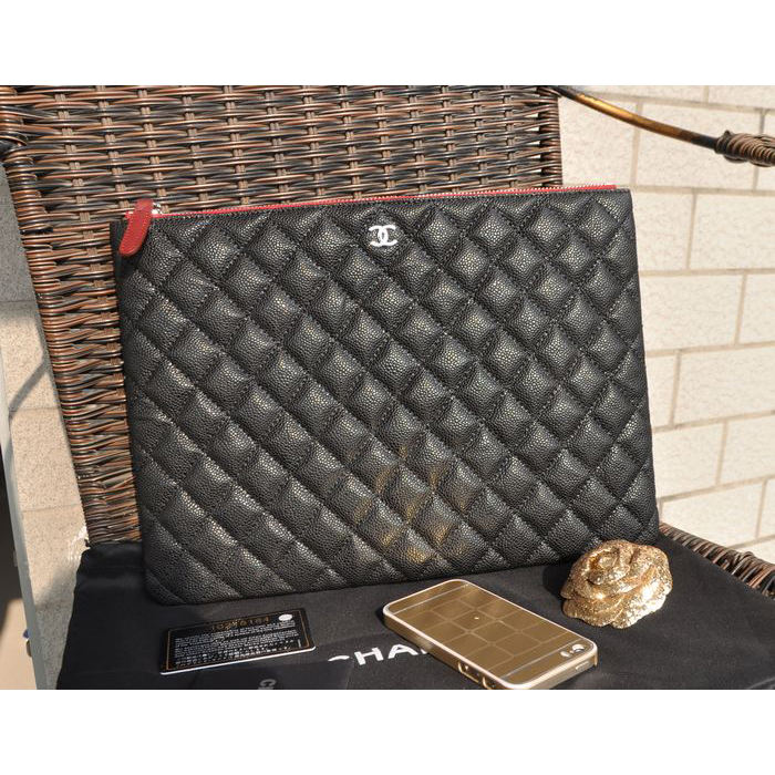 2015 Chanel Computer Bag Caviar Leather A82044 Black with Silver