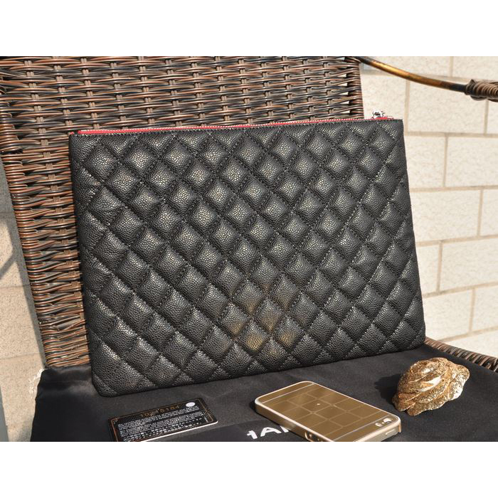 2015 Chanel Computer Bag Caviar Leather A82044 Black with Silver