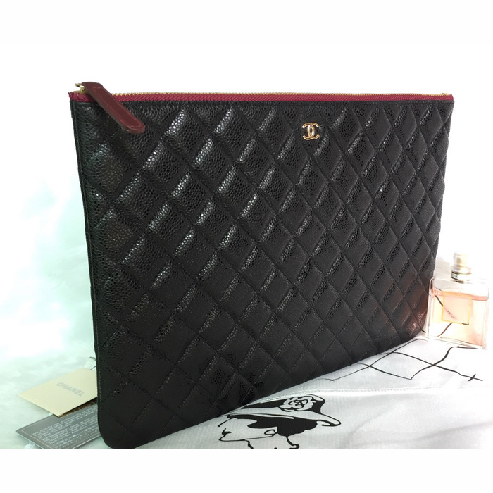 2015 Chanel Computer Bag Original Caviar Leather A82088 Black with Gold