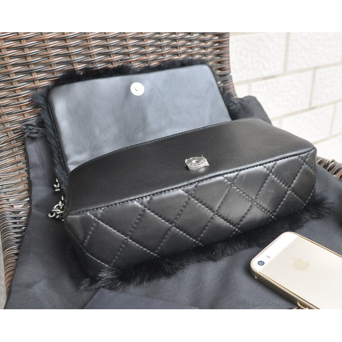 2015 Chanel Cony Hair Flap Bag A92522 Black