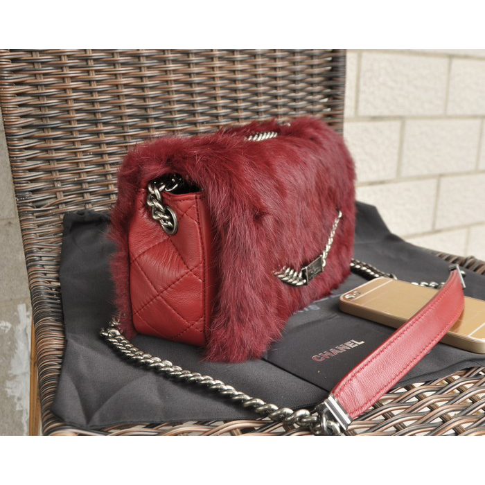 2015 Chanel Cony Hair Flap Bag A92522 Burgundy